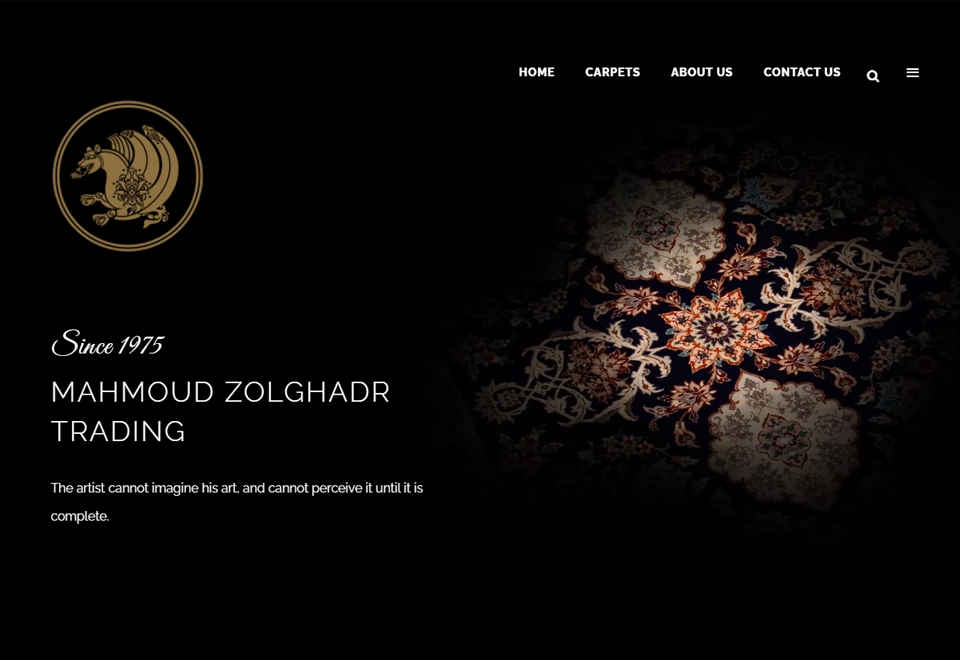 Zolghadr Carpet website